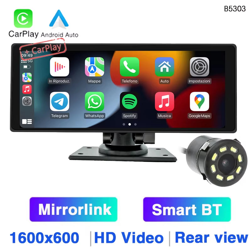 10.26 Inch Portable Car MP5 Player Mirrorlink Wireless Carplay Android Auto Car Stereo BT TF USB DVR Rearview for Universal