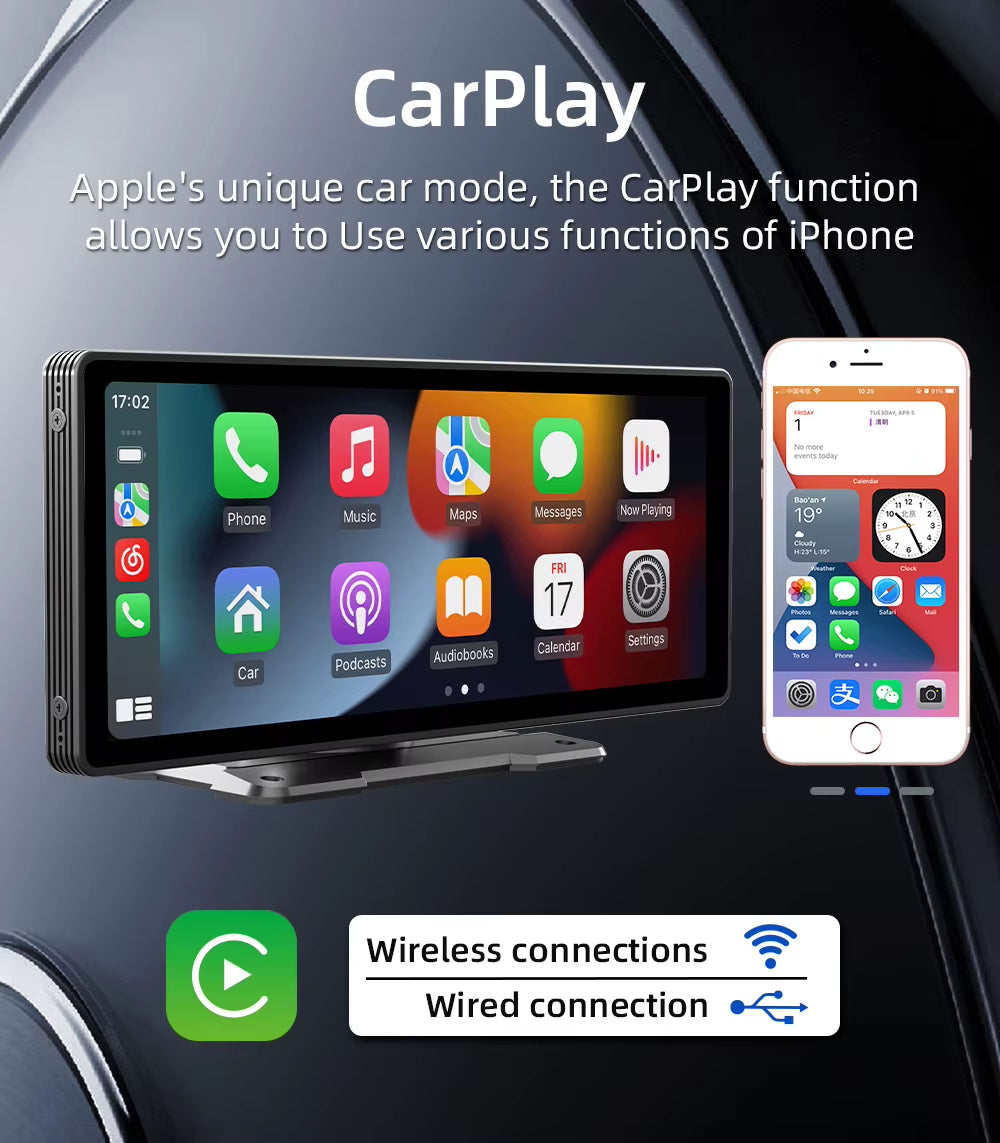 10.26 Inch Portable Car MP5 Player Mirrorlink Wireless Carplay Android Auto Car Stereo BT TF USB DVR Rearview for Universal