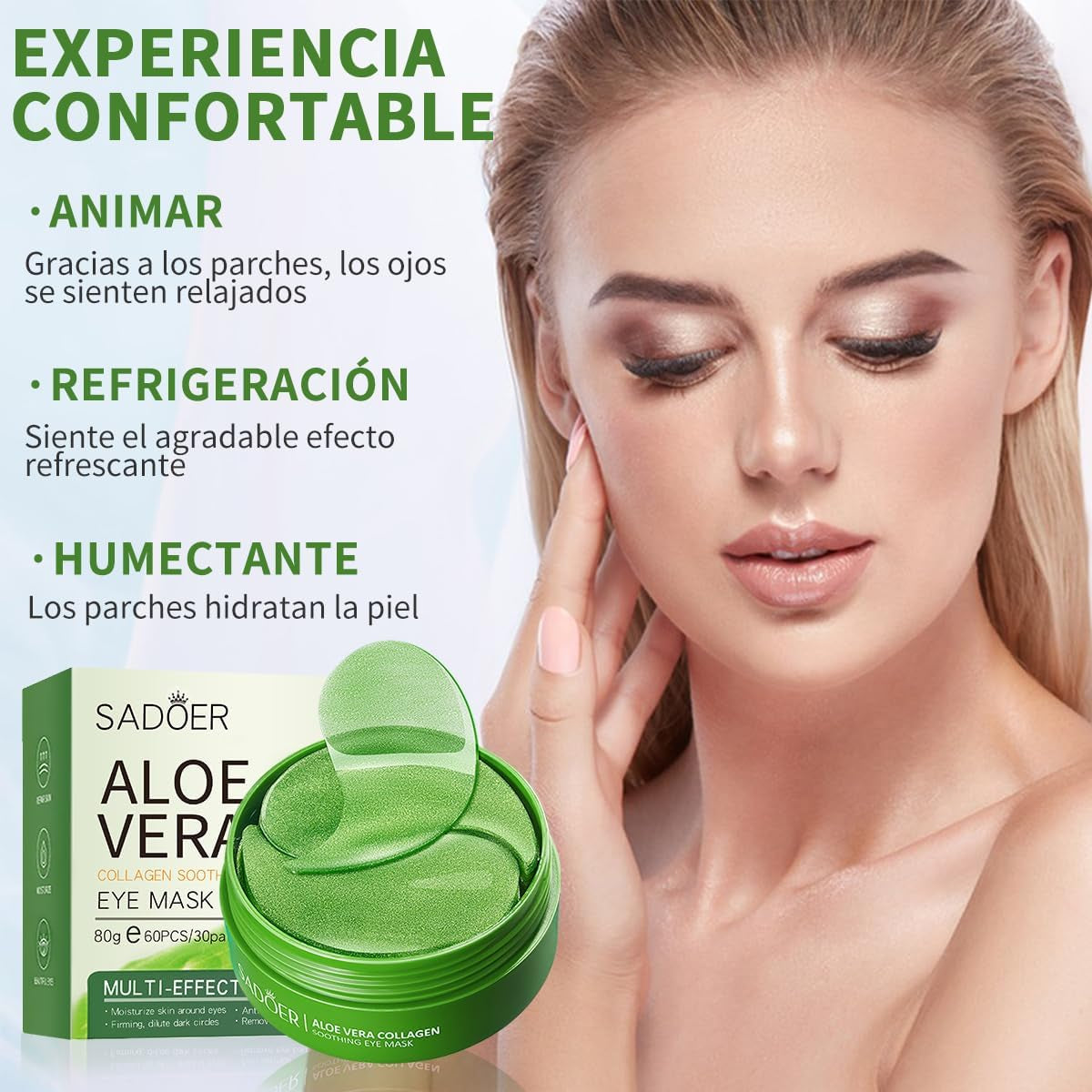 60 PCS Parches Ojos Bolsas Y Ojeras,Parches Ojos,Atenuar Las Ojeras Y Las Bolsas De Los Ojos Y Mejorar Las Líneas Finas,Hidratante anti Edad,Y Hacer Que La Piel De Los Ojos Esté Firme,Hidratada