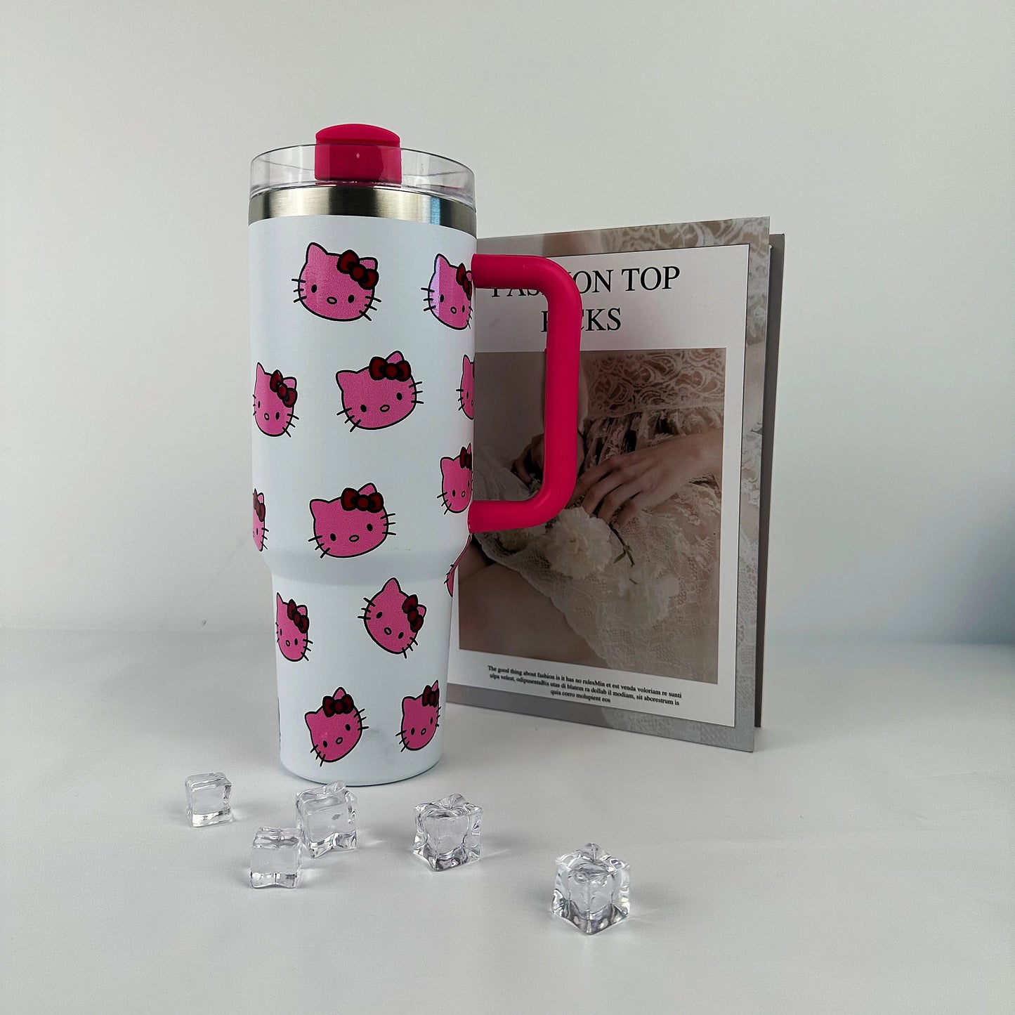 40Oz Sanrio Hello Kitty Stainless Steel Insulated Mug Pink with Handle Straw Mugs Large Capacity Thermos Drinks Coke Coffee Mug