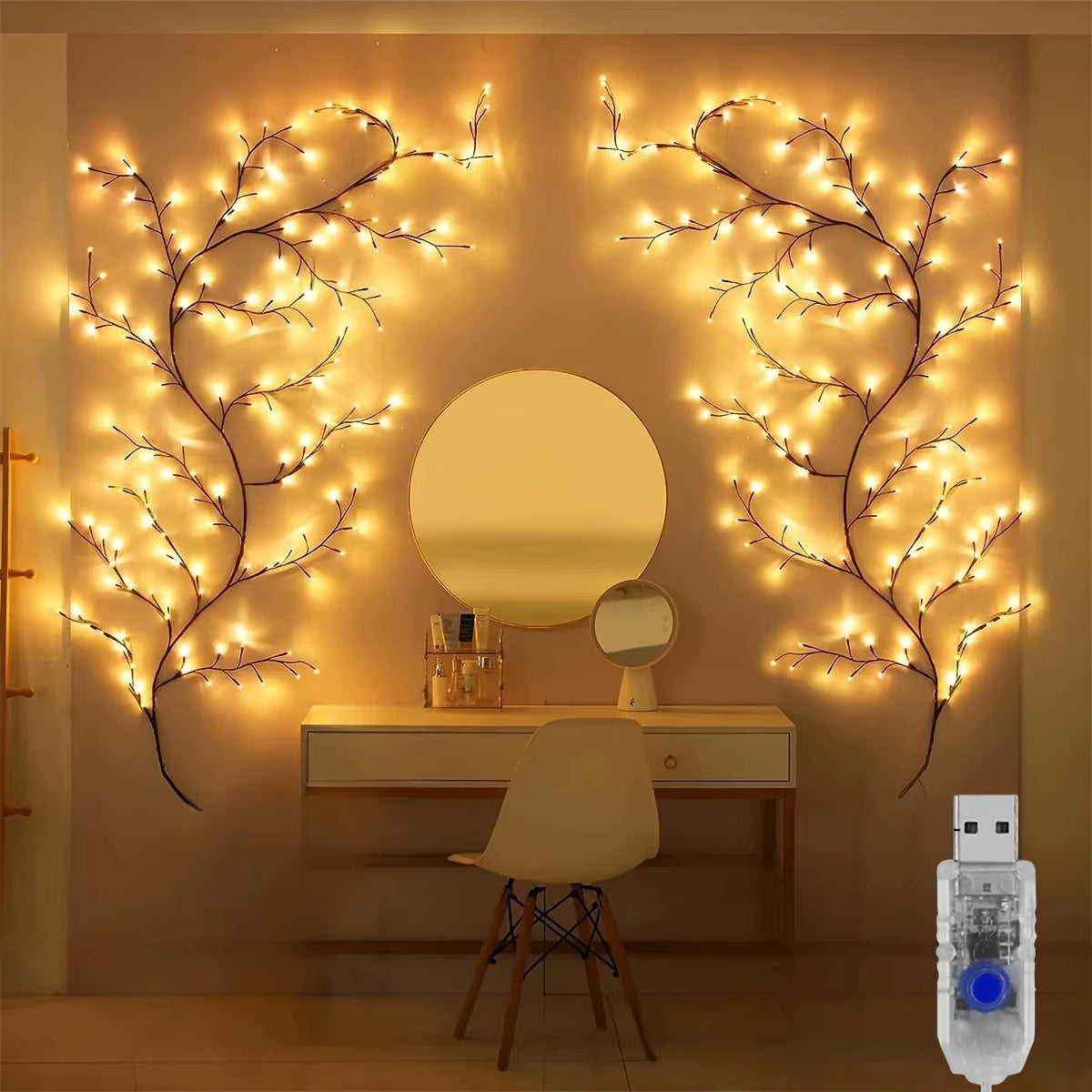 96LED String Lights Tree Branch Lamp for Desktop Wall Decoration USB Powered DIY Festive Tree Vine Light Home Decoration Lights